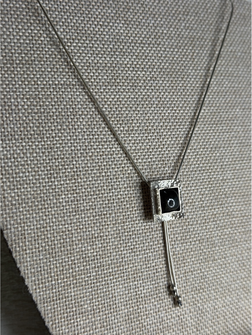RARE Vintage Silpada N0881 Hammered 925 Silver Labradorite Lariat Bolo Necklace